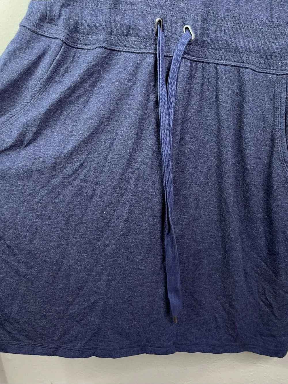 Athleta Blue V-neck Long Sleeve Dress Drawstring Waist Pockets Sz Large Sweater - Picture 8 of 11